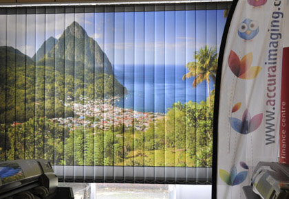 Vertical blinds on tranlucent material