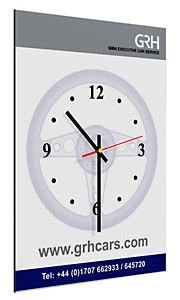 Custom printed promotional clock for GRH Cars