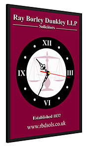 Custom printed clock for Ray Borley Dunkley Solicitors
