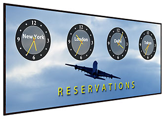 Multiple time zones display on custom graphic panel