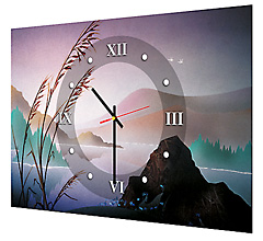 Custom printed gift clock with fjords scene.