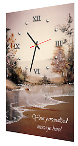 Gift clock with river scene with space for your personalised message.