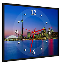 Framed custom printed gift clock with Toronto image