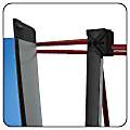 The graphic panels are hooked onto the frame and attached to the magentic bars.